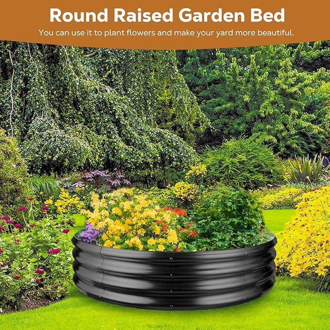 Raynesys 60 Inch Round Galvanized Fire Pit Ring Round Galvanized Fire Ring 5 Feet Diameter Round fire Pit Outdoor fire Pit for Backyard Camping Bonfire Black