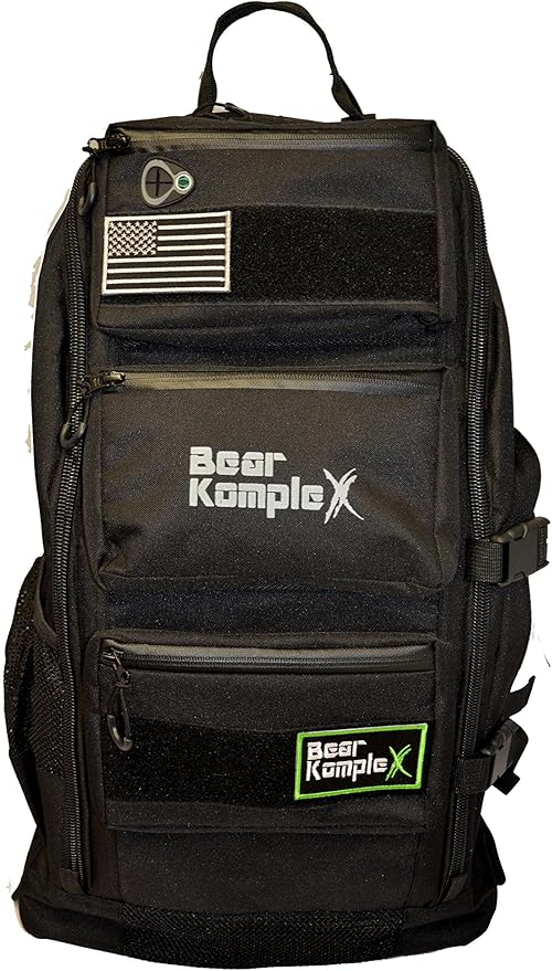 Bear KompleX Military Grade Tactical Backpack - Military Backpack Storage Organization Multiple Compartments Compression Straps MOLLE Webbing 1000 Denier Nylon Water Repellent Coating - 50L Black