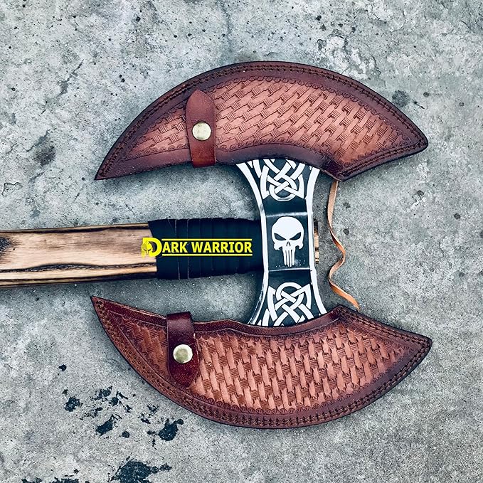 [Dark Warrior] 7.50 lbsHandmade Double Headed axe Berserker Axe Large Norse Axe Hand Forged Steel AxeDouble Blade Axe Forest Axes Hewing Axe Broad Axe Hunting Axe Dane Axe Viking Battle Axe