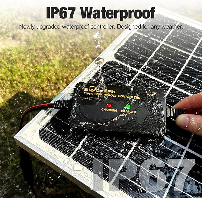 SOLPERK 25W 12V Solar Battery Charger Waterpoof Solar Panel Kit with Energy Saving Controller for Car RV Trailer Marine Boat Motorcycle Truck Tractor Etc