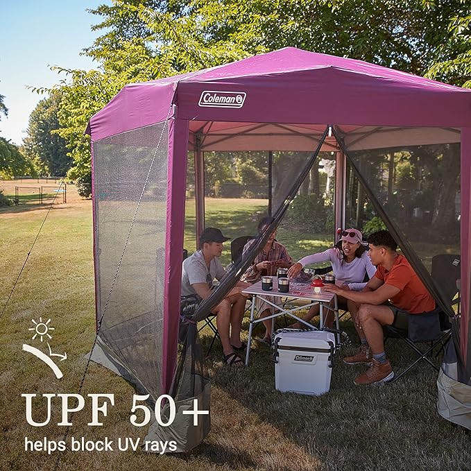 Coleman Back Home Screened Canopy Tent with Instant Setup Outdoor Gazebo for Bug-Free Lounging Fits Over Picnic Tables Ideal for Parties Events Tailgates Dining &amp More