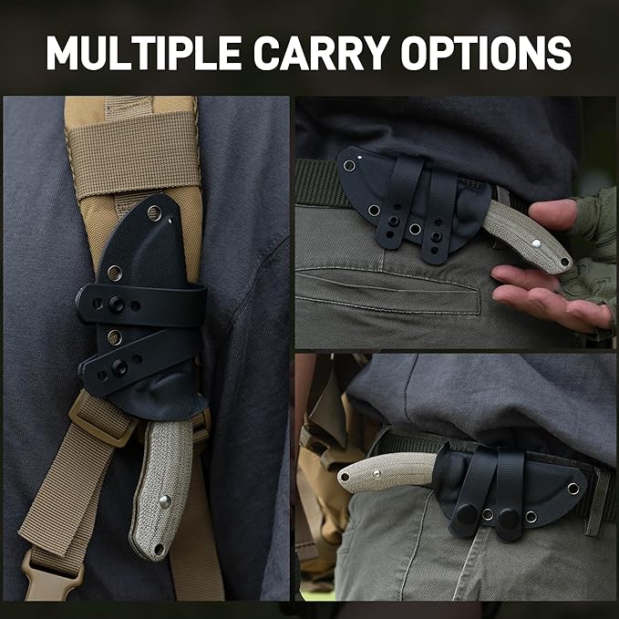 CJRB Mutt Fixed Blade Knife with Sheath 3.18 AR-RPM9 Steel Blade with Micarta Handle Camping Hiking Survival Knife for Men Women J1958 Green