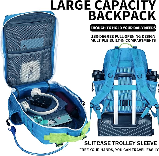 Military Tactical Backpack 45L/25L 3 Day Assault Pack Molle Daypack Hiking Backpack for Men and Women (Blue-Yellow 45L)