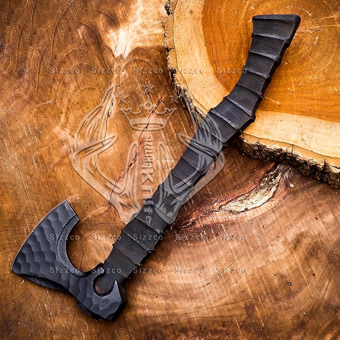 Custom Gift Forged Carbon Steel Viking Axe Bearded Axe with Ash Wood Shaft Tomahawk - Real Hatchet Best Gift for Anniversary Valentine's Day Birthday Premium Leather Sheath