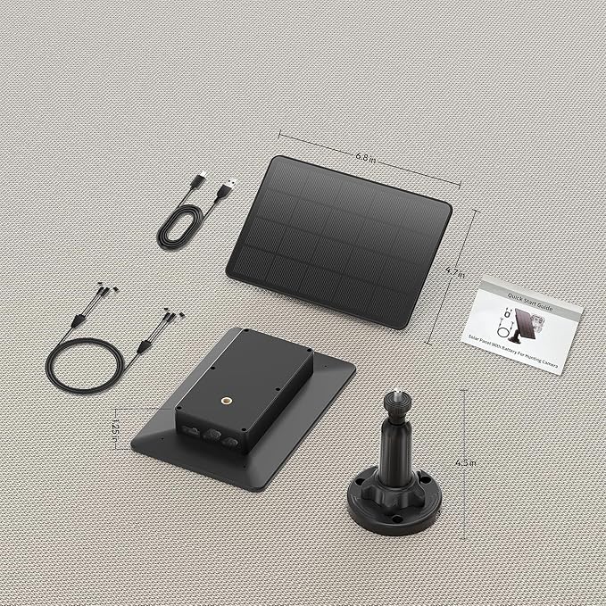 Trail Camera Solar Panel 12V/6V Solar Panel with 4000mAh 3W Solar Battery Kit Compatible with Hunting Game Camera IP66 Waterproof Hunting Accessory Trail Cam