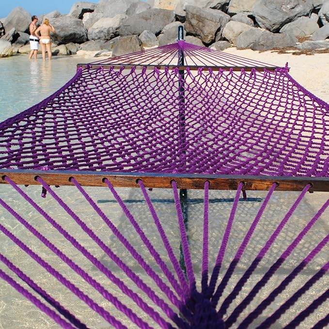Caribbean Rope Hammock - 55 Inch - Soft-Spun Polyester (Purple)