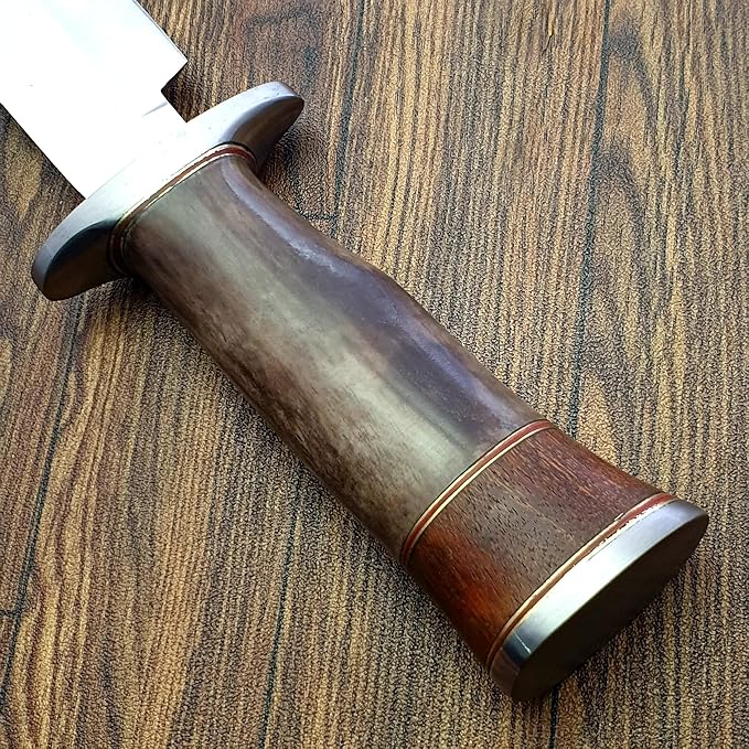 HK 44 Hunting Knife With Leather Sheath Camping Knives Outdoor D2 Steel Full Tang Fixed Blade Handmade Camp Survival Tactical Knife