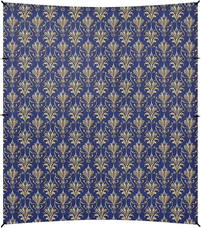 ALAZA Golden Damask Art Deco Floral Beach Tent Sun Shelter UPF50+ Protection Beach Shade Canopy w/ 4 Sandbags for Outdoor Camping Fishing Backyard Fun Picnic 10x9 ft