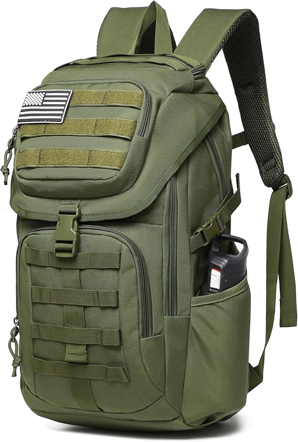 Wotony Tactical Assault Pack Backpack Molle Military Backpack Outdoor Hiking Camping Rucksack Waterproof backpack for men (army green 25L)