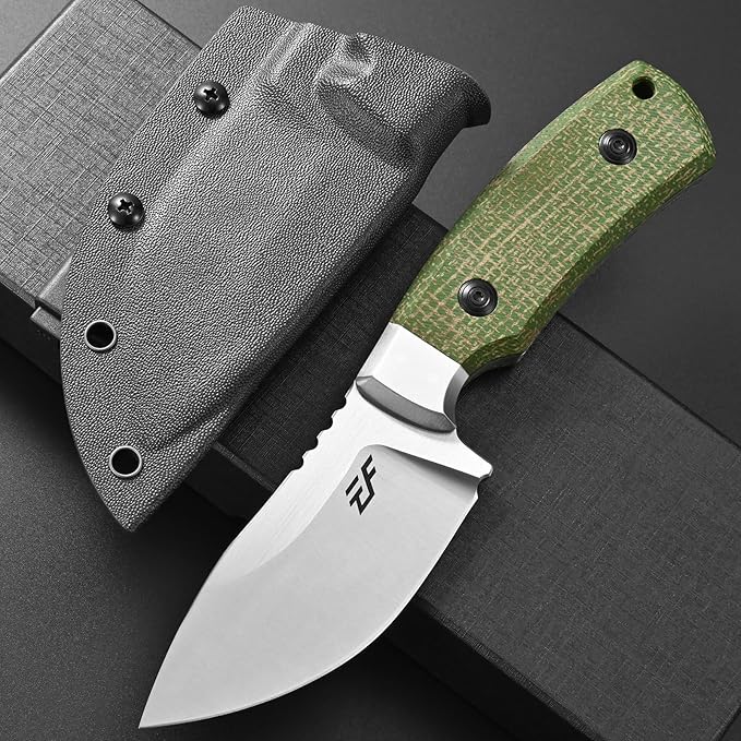 Eafengrow EF160 Fixed Blade Knife AEB-L Steel Blade Micarta &ampSteel Head Handle Full Tang Compact EDC Fix Knifes for Camping Survival