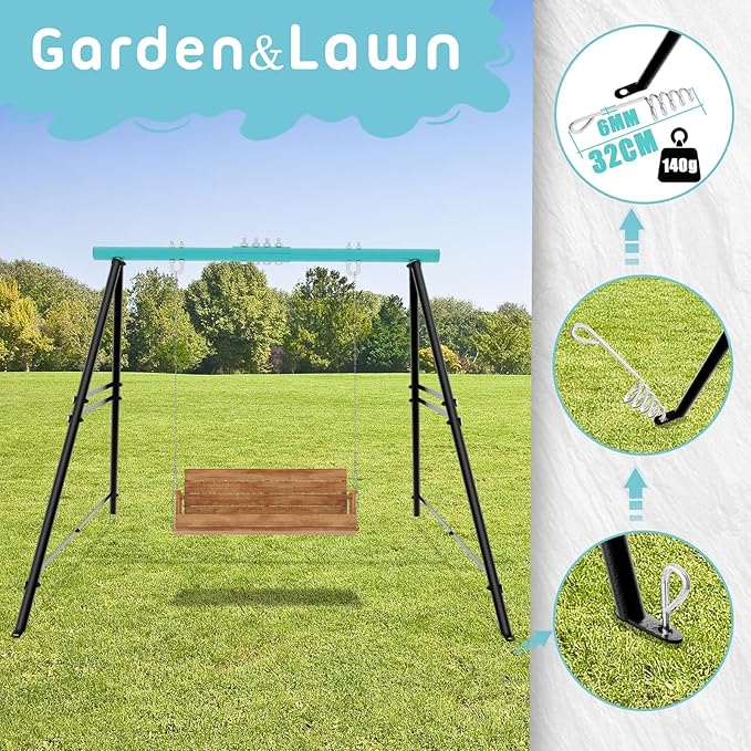Swing Stand A-Frame Hammock Chair Stand Max Load 550Lbs Black Steel Easy Assembly Suitable for Porch Patio Playground