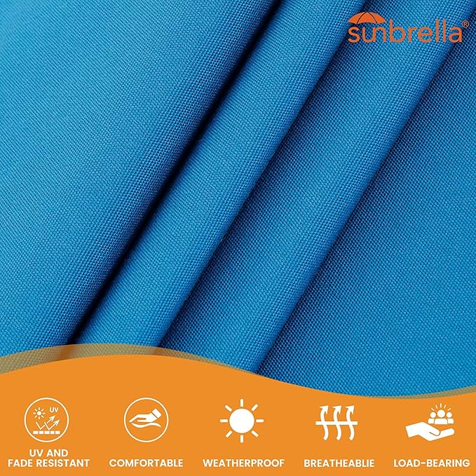 Lazy Daze Hammocks 12 FT Sunbrella Fabric Hammock not Fading with Spreader Bars and Free Pillow Fits for 2 Persons All Weather and Fade Resistant for Patio Yard 450 lbs Capacity Canvas Pacific Blue