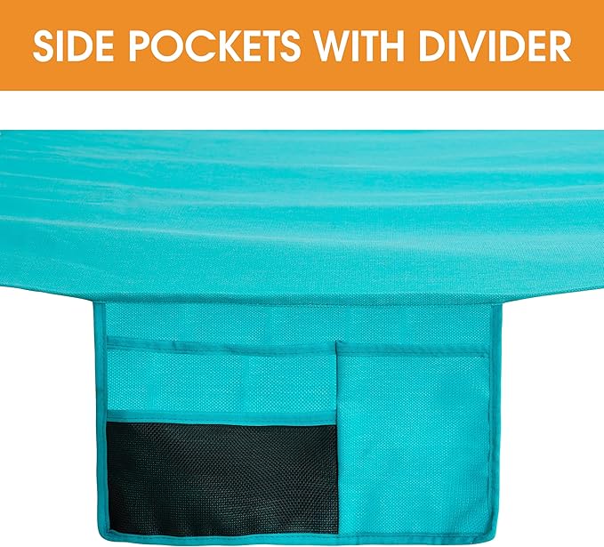 Lazy Daze Hammocks 11 FT Double Outside Hammock Quick Dry Olefin Fabric Hammock with Spreader Bar &amp Side Pocket for Outdoor Poolside Backyard 450 lbs Capacity Turquoise