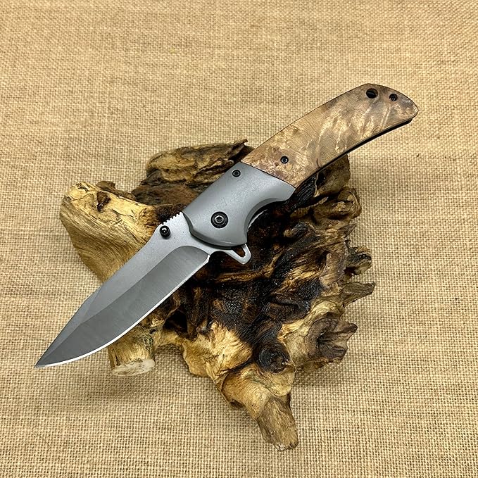 Personalized Pocket Knife Spring Assisted Wood Handle Folding Knife Gentlemen's Pocket Knife Knives fo Men Gift For Fathers Day