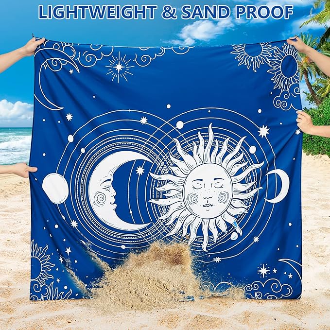 Beach Blanket Waterproof Sandproof Beach Mat 79 X 83/10'x9'for 2-8 Adults Quick Drying Outdoor Picnic Mat Beach Accessories for Travel Camping Hiking