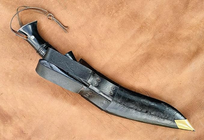 Full Tang Service No 1 Remade Kukri - Khukuri Knife - Traditional Authentic High Carbon Steel Blade - 10.5 Hand Forged Blade in Nepal - Horn Handle - Outdoor Knives