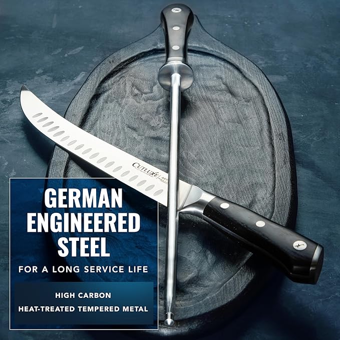 Cutluxe Honing Rod Sharpening Steel for Kitchen Knives – 12 Honing Steel – Ergonomic Handle Design – Artisan Series