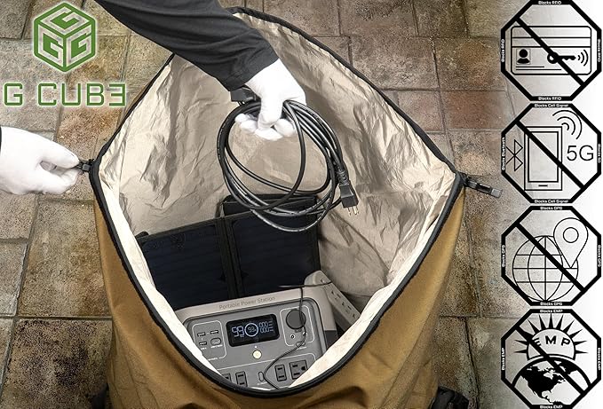 Xtreme Sight Line ~ G CUBƎ 100 Faraday Bag + XTECH Faraday Bag Combo for Medium to Large Generators ~ Protects Against EMP/CME/EMF/RF ~ Diamond Form Farday Lined Interior ~ Safety Orange Combo