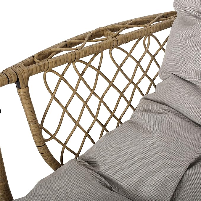 Christopher Knight Home Sidney Outdoor/Indoor Wicker Hanging Chair with 8 Foot Chain (NO Stand) Light Brown and Beige