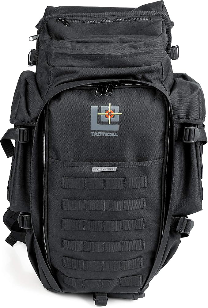 Levy's Outdoor 46 Inch Military Tactical Rifle Backpack with MOLLE Webbing (LVO-BPTRB-46-BLK) Black Large