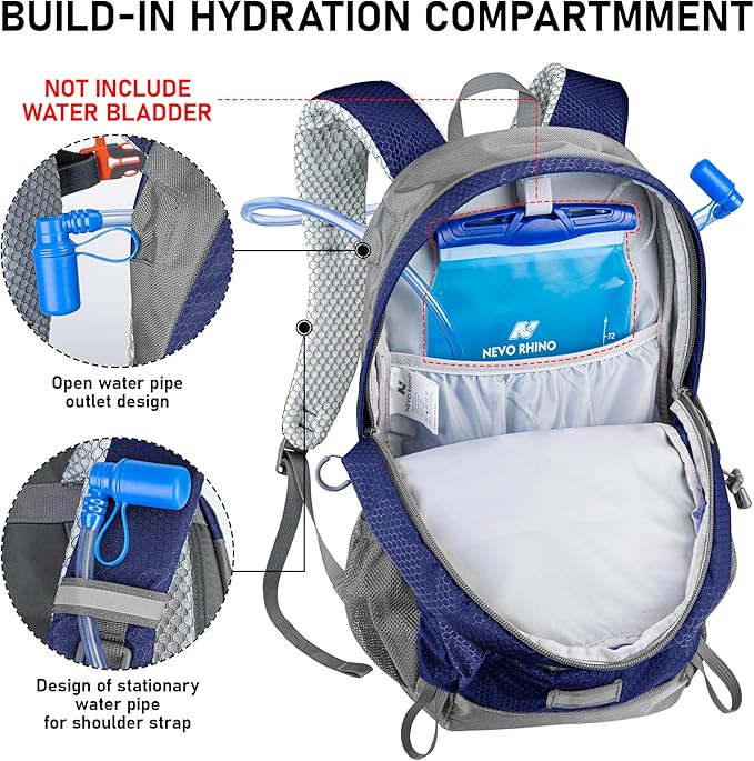 N NEVO RHINO Hiking Backpack 20L Water Resistant Outdoor Day PackLightweight Travel Small Backpack for Men Women