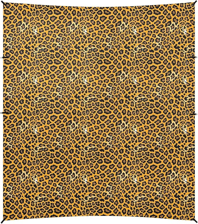 ALAZA Yellow Leopard Print Cheetah Beach Tent Sun Shelter UPF50+ Protection Beach Shade Canopy w/ 4 Sandbags for Outdoor Camping Fishing Backyard Fun Picnic 10x9 ft