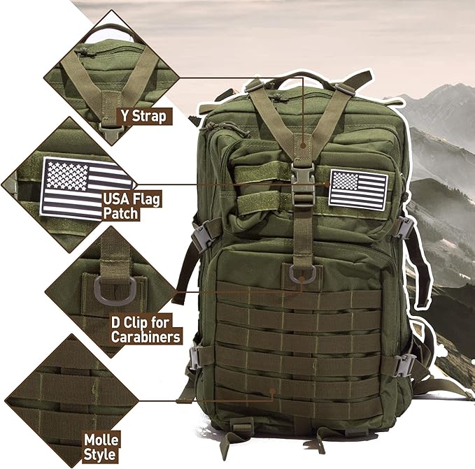 Bug Out Bag Backpack - 50L Tactical Backpack - Great for Survival Essentials (Purple)