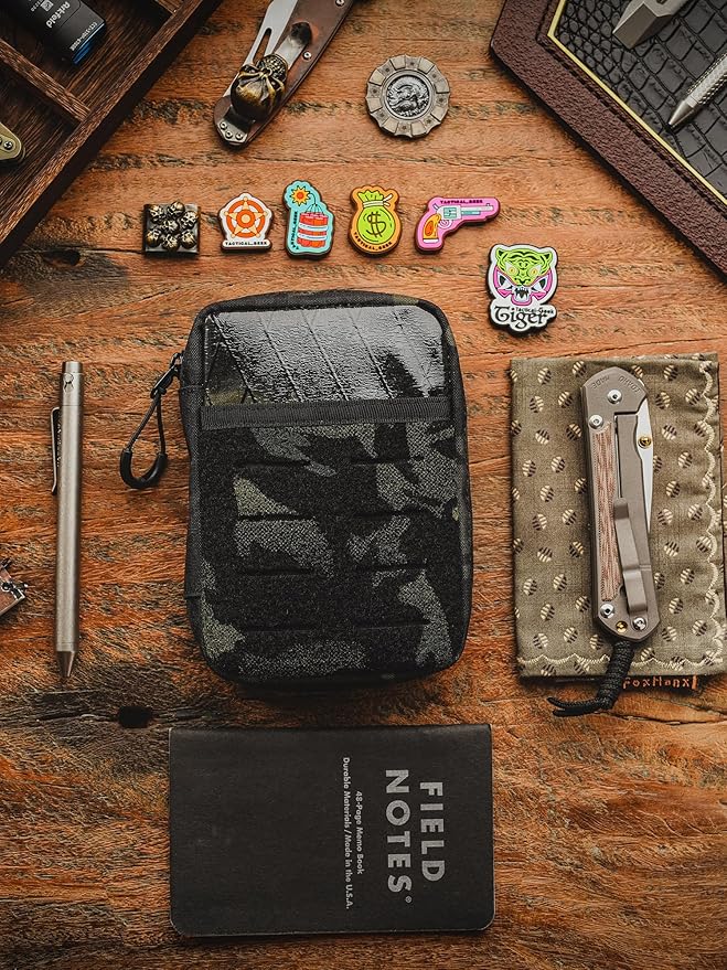 TACTICAL GEEK Block E3.0 EDC Compact Waist Pocket Pouch Men EDC Pouch Organizer Multi-Purpose Molle Tool Pouch Utility Tool Organizer Bag for Daily Essentials Carry(Black Camo)