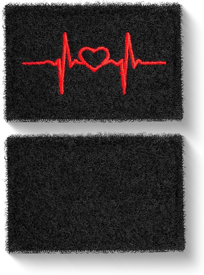 TACTICAL GEEK BG12 Removable Magnetic Loop Patches 2 Pack Personalise Embroidery Patch No Sewing Decals Emblem with Strong Magnetism Funny Magnetic Sticker(Red Heartbeat Pattern)