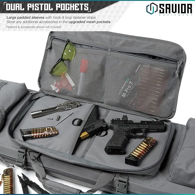 Savior Equipment Urban Warfare Tactical Double Long Gun Bag Case Backpack w/Pistol Handgun
