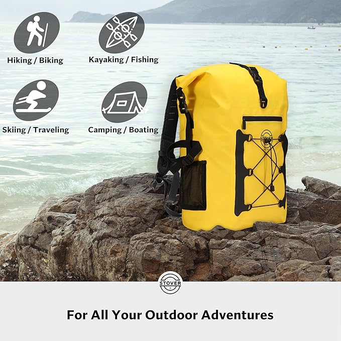 STOVER 5/10/25/30/40/55L Waterproof Dry Bag- Roll-Top Backpack w/Phone Case- Kayaking Hiking Camping Boating- Men/Women