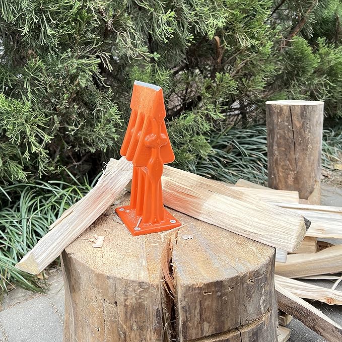 SPEED FORCE Firewood Kindling Log Wood Splitter – No Axe! Wedge Point Splits Firewood 3 Inch Orange with Safety Cover