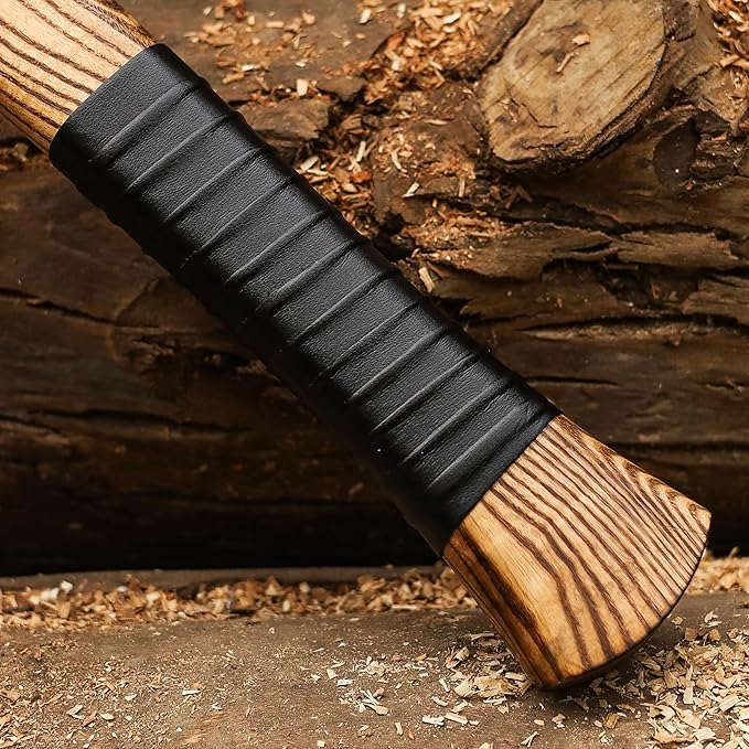 SHINY CRAFTS® Handcrafted Viking Axe – Engraved Nordic Blade with Wooden Handle Norse Bearded Hatchet for Men Unique Gift for Him Collectors Cosplay Camping Medieval Wall Decor (Black-VBA-22-A)