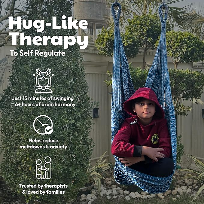 Abby &amp Noah Autism Sensory Swing for Adults &amp Kids | ADHD Indoor &amp Outdoor Swing | Ceiling Hanging Sensory Hammock for Therapy | Holds Up-to 600Lbs | Autism Sensory Products (Large - 80x6
