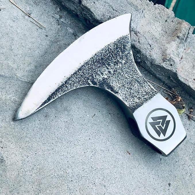 OLDZ CRAFTZ-Viking Bearded Axe - Valknut Viking Axe Head Custom Forged high Carbon Steel hatchets Multi Purpose Adult Size Axe Head viking axe head handmade axe head real
