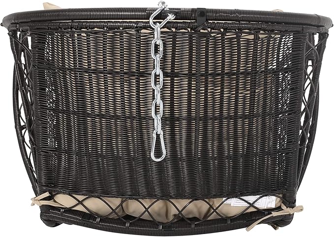 Christopher Knight Home Sidney Outdoor/Indoor Wicker Hanging Chair with 8 Foot Chain (NO Stand) Brown and Tan
