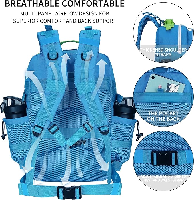 Military Tactical Backpack 45L/25L 3 Day Assault Pack Molle Daypack Hiking Backpack for Men and Women (Blue-Yellow 45L)