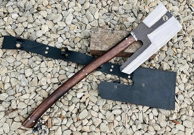 EGKH-12 Inches Blade Custom Zombie Axe-Apocalypse Hatchet Axe-Tomahawk Axe-Harvest Battle Axe-Tactical Battle Axe-Along Black Leather Sheath
