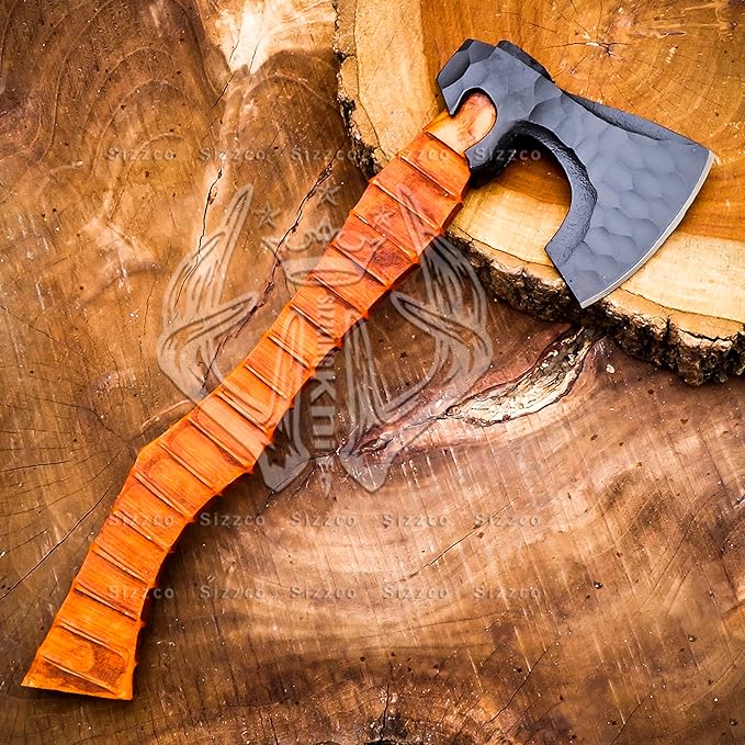 Custom Gift Forged Carbon Steel Viking Axe Bearded Axe with Ash Wood Shaft Tomahawk - Real Hatchet Best Gift