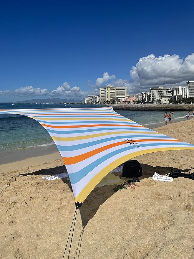 Neso Grande Portable Beach Tent Sun Shelter - Lightweight Beach Shade Canopy - Easy Setup for Family Outings - Patented Reinforced Corners - UPF 50+ Sun Protection