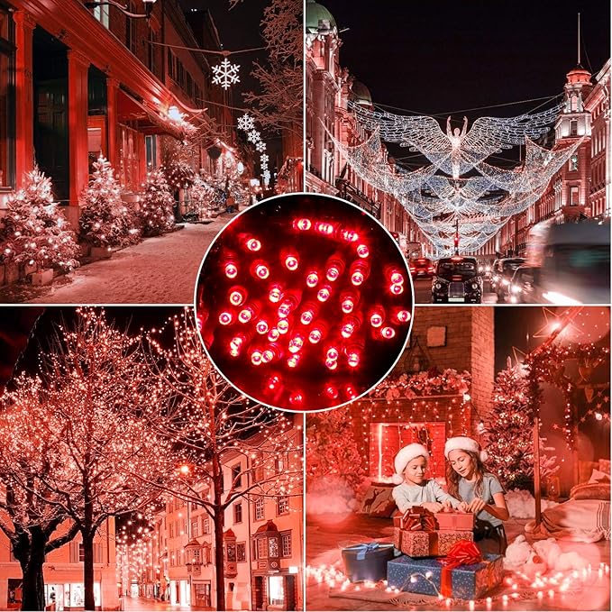 100 Counts LED Christmas Lights - 50 ft 5mm Red Commercial Grade Waterproof Indoor/Outdoor String Lights Green Wire Mini Lights for Tree Decorations UL IP:65