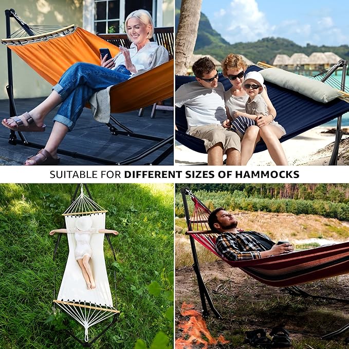 Tranquillo Unity Adjustable Hammock Stand 800 lbs Capacity Steel Double Hammock Stand for 2 Persons Premium Pre-Assembled Stand for Indoor Outdoor Navy