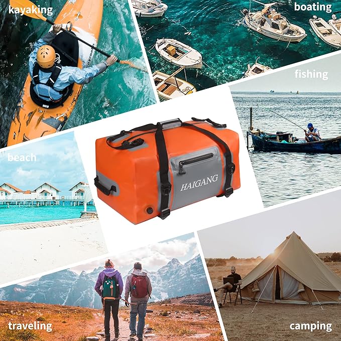 110L Waterproof Duffel Bag Travel Dry Bag Large Capacity Adjustable Thickened Straps and Handles Zip Closure Air Valve Fully Waterproof Perfect for Boating Rafting Motorcycle Kayaking