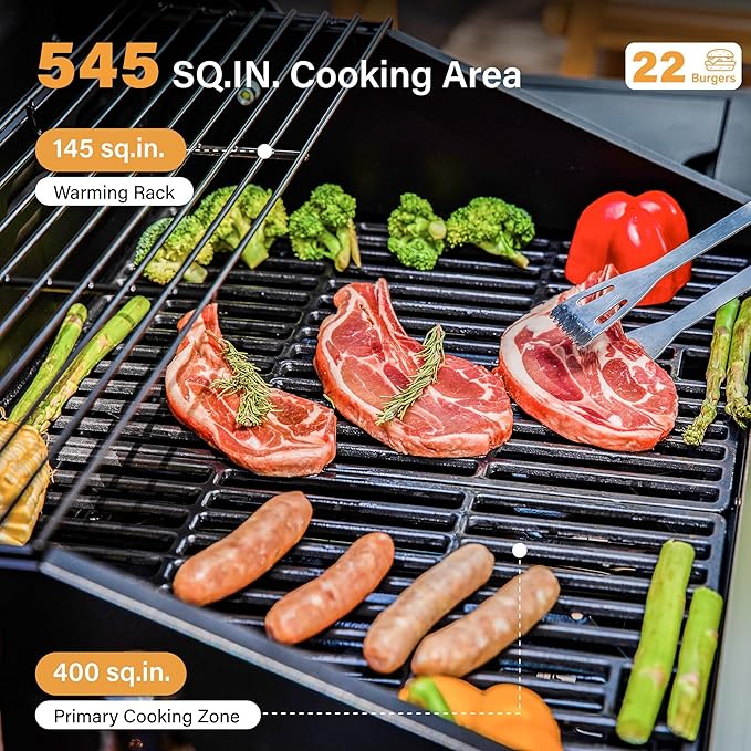 Sophia &amp William 4-Burner Propane Gas BBQ Grill with Side Burner and Porcelain-Enameled Cast Iron Grates Stainless Steel Barbecue Grills Outdoor Cooking Silver Cabinet Style 42000BTU