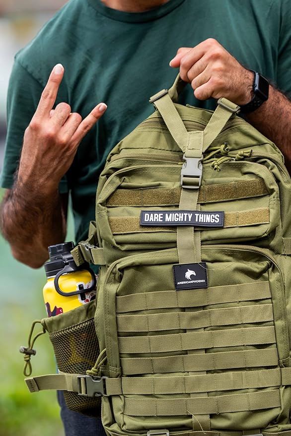 AMERICANPHOENIX 45L Elite Tactical Backpack | 3X Stronger Work &amp Military Backpack | Water Resistant and Heavy Duty | 3 Day MOLLE Bug Out Bag (Olive Green)
