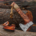 Hand Forged Viking Bearded Axe with Leather Sheath – Carbon Steel Blade Rosewood Handle – 13 Inch Nordic Axe Handmade Collectible for Him