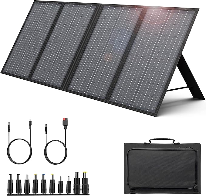 ENGINSTAR 60W Foldable Solar Panel Charger with 18V DC Outlet for Portable Power Stations EnginStar/Jackery/Rockpals/Flashfish Portable Solar Generator with QC 3.0 for Outdoor Camping Van RV Trip