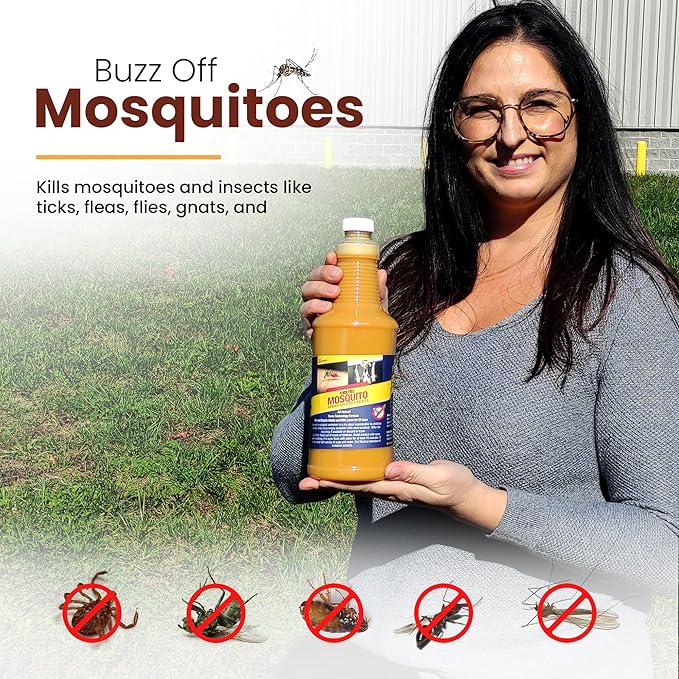 Natural Mosquito Control Spray Concentrate Repels Mosquitoes Ticks Fleas Flies Gnats and Chiggers Away. Makes up to 32 Gallons! (32 oz Concentrate)