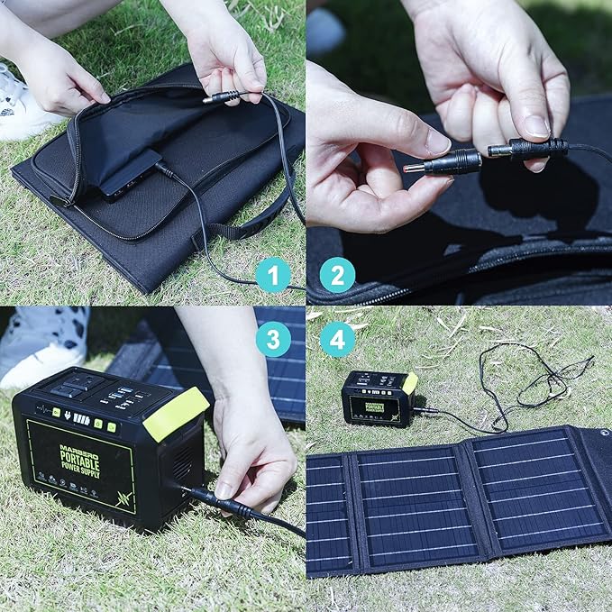 MARBERO Portable Solar Panel 30W Solar Panel Charger 23% High Efficiency Foldable Solar Panels QC3.0 USB &amp DC Port Compatible with Cell Phone Ipad Laptop IP65 Waterproof for Camping Outdoor Cloudy