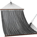Lazy Daze Hammocks 10.5 FT Double 2 Person Caribbean Rope Hammock Hand Woven Polyester Hammock with Spreader Bars for Outside Outdoor Backyard Patio Poolside 450 LBS Capacity Gray